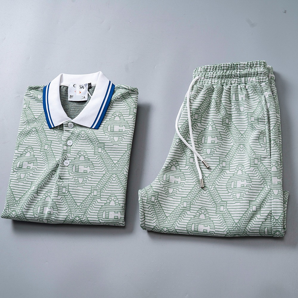 Cross-border versión correcta polo manga corta set de collar de verano clásico toalla de hombre bordado casual Europa y América explosión