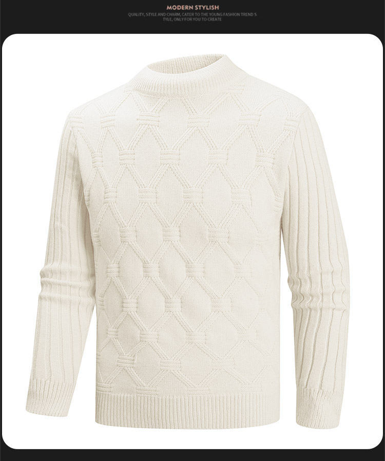 Vêtements pour hommes - Pull en maille douce pour homme, style décontracté d'hiver, à torsades, col rond, coupe ample, manches longues, pour adolescents et jeunes adultes_voghion.com