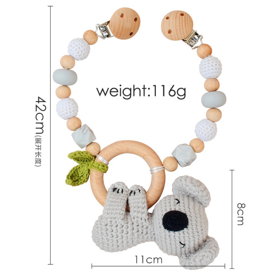 Bebé de punto muñeca animal lana ganchillo anti-caída cadena juguete cochecito puede roer colgante de ganchillo