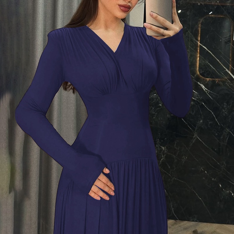 Hot-Selling Women's Fashion 2025 Summer New Fashionable Elegant Slim Waist Long Sleeve Dress Wholesale_ecoleips.com