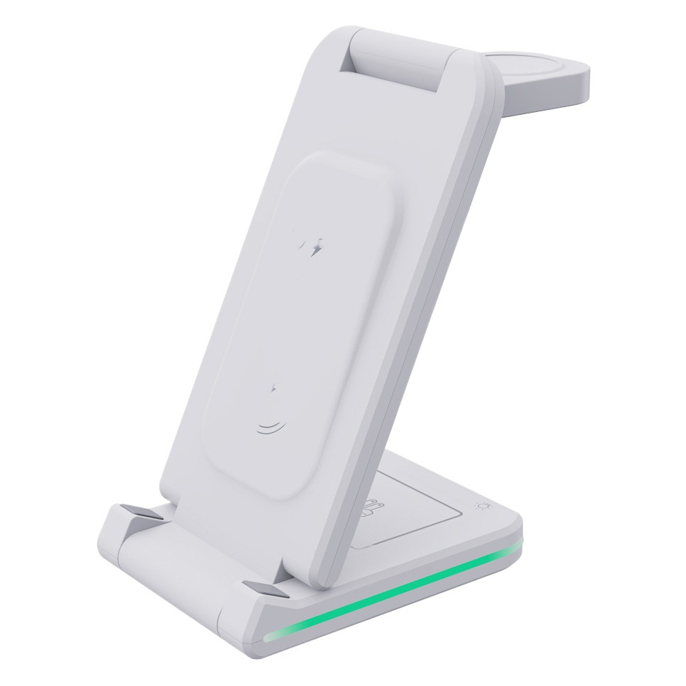 Escritorio cargador inalámbrico vertical tres en uno 15W soporte de carga rápida asiento adecuado para Apple 15 teléfono móvil auricular reloj 7