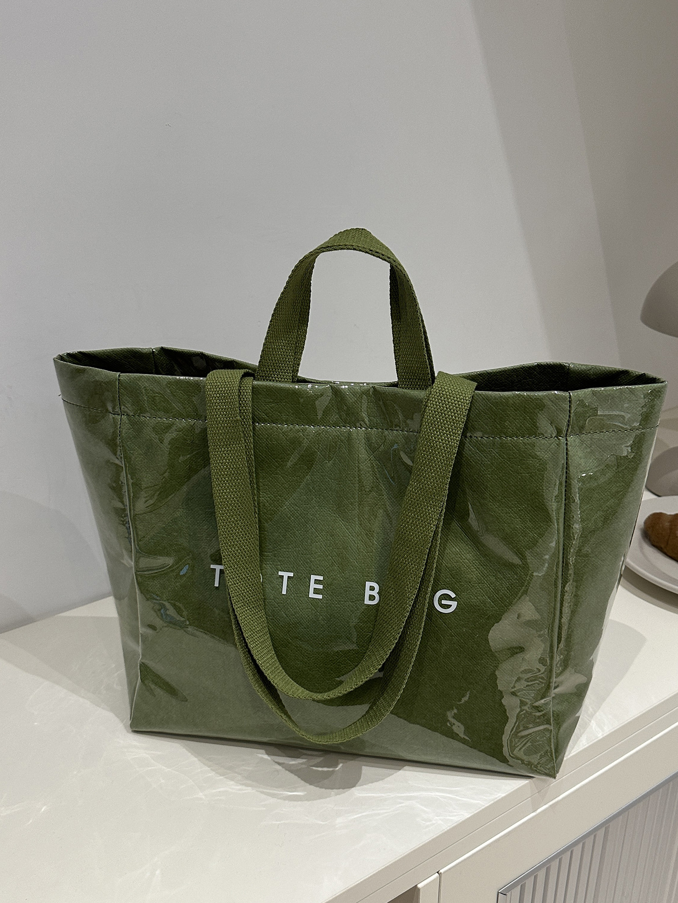 Bolsa de Jalea de papel DuPont de gran capacidad bolsa de mano impermeable de PVC transparente de moda bolsa de mano para viajar al trabajo bolsa especial para mamá