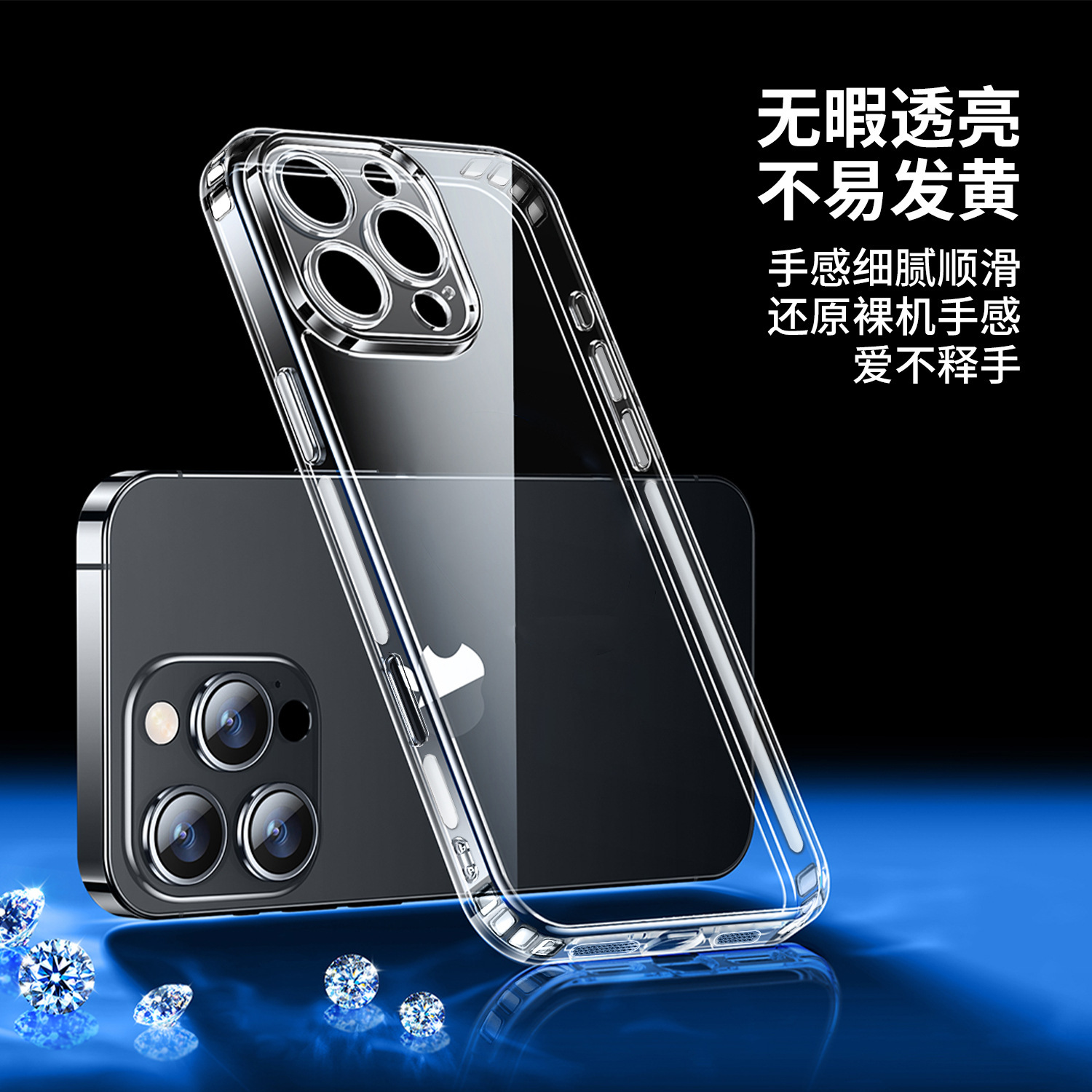 LIMERCA [İnce Delikli] Apple 16 iPhone 15 Pro Max İçin Uygun Şeffaf Telefon Kılıfı TPU