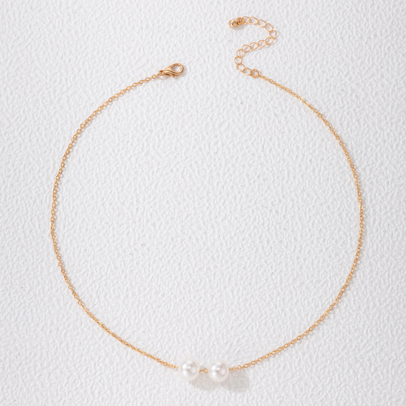 Modeschmuck Perlenkette einlagige geometrische einfache Schlsselbeinkettepicture2