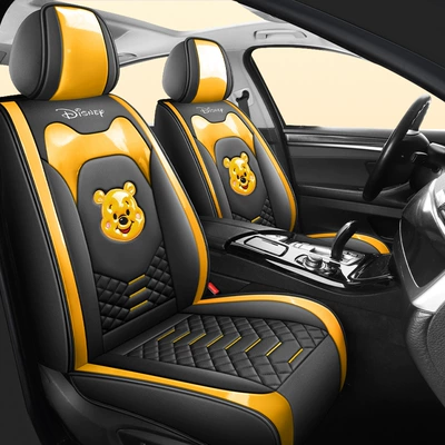 25-year-old new cartoon full-surrounded full-leather car seat cushion four seasons universal seat cover original factory generation cross-border wholesale (Universal seat cover) - winnie-the-pooh-standard-edition-universal-for-five-seats