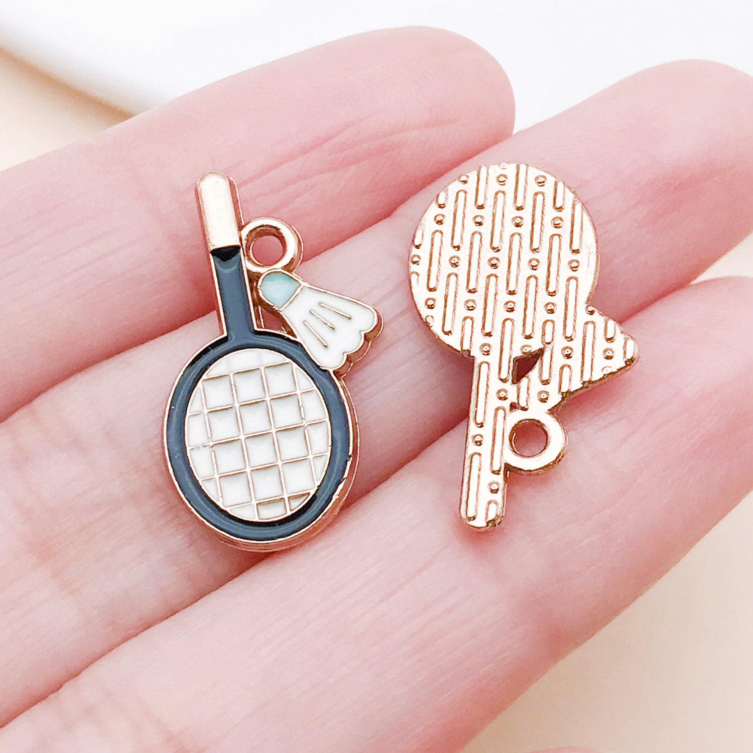 24842-DL-黑白色滴油锌合金运动羽毛球羽毛球拍22x1