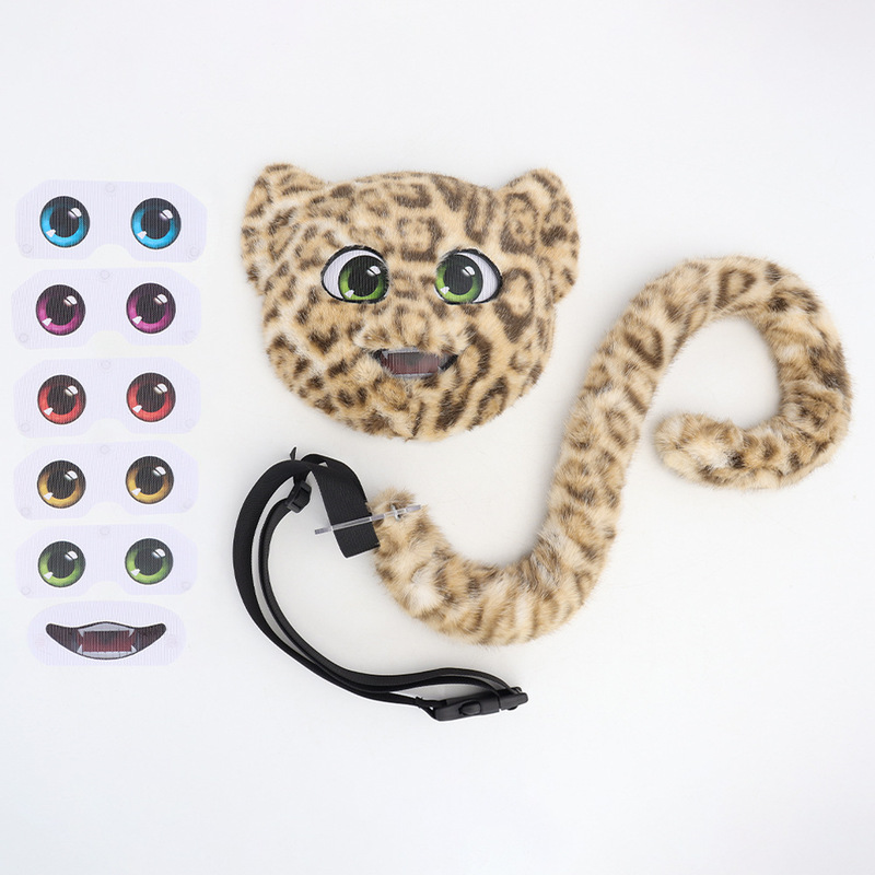ハロウィンシミュレーションヒョウマスクcosヒョウぬいぐるみテールフルフェイスマスクヒョウ猫ステージパフォーマンス小道具|undefined