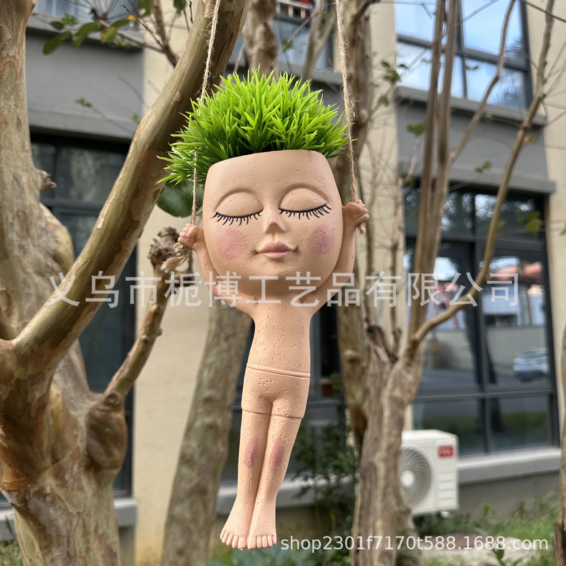 花盆悬吊娃娃悬挂式花盆艺术家居装饰壁挂式花盆创意庭院装饰花盆