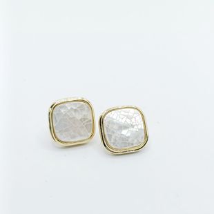Retro Hong Kong Style Square Shell Earrings for Women 925 Sterling Silver 2024 New Hot Style Accessible Luxury High-End Elegant Earrings