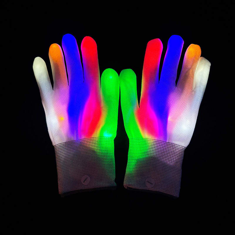 guantes luminosos coloridos LED fiesta juguetes flash atmósfera Halloween bar espectáculo nocturno guantes LED props