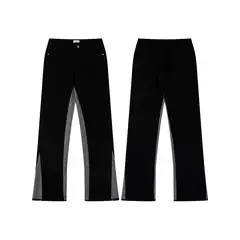 No sleeping trendy ASKYURSELF heavy washed retro contrast color micro horn Denim trousers loose men and women same style