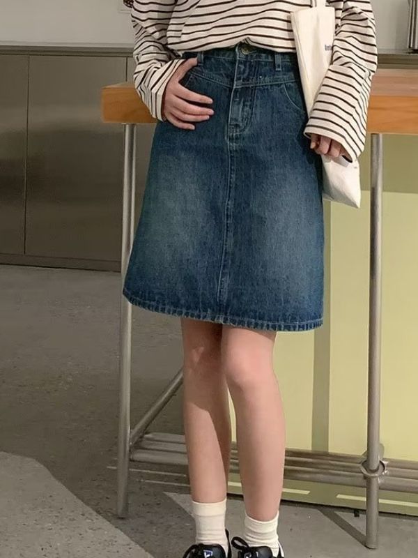 Retro design summer brand denim skirt
