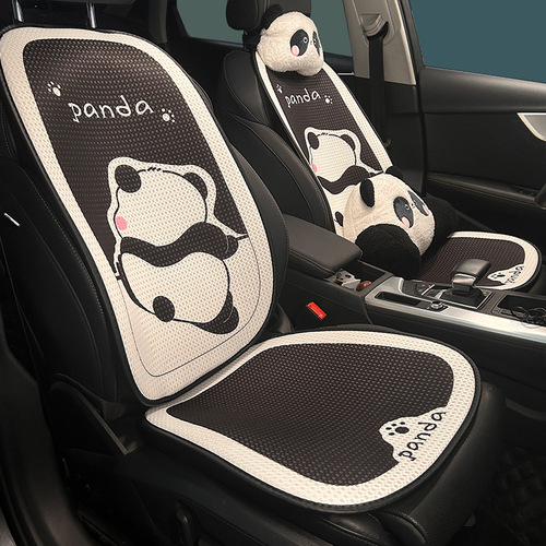 Car seat cushion summer ice silk cartoon panda all-season universal car seat cover cute car cushion seat pad cool pad summer