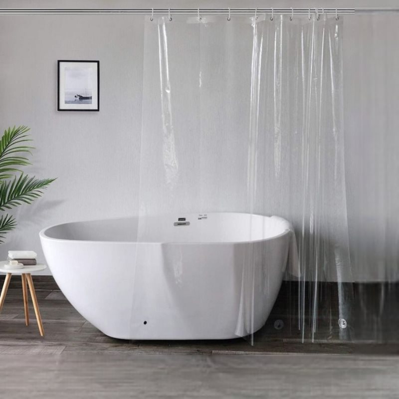 Transparent Plastic Shower Curtain Air Conditioning Kitchen Partition Curtain Door Curtain Waterproof Block Curtain Water Block Curtain Bathroom Punch-Free and Mildew-Proof