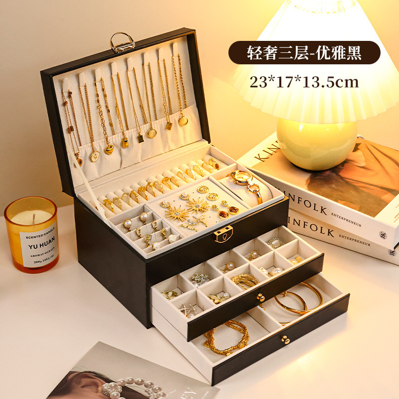 卸売ジュエリーボックス、イヤリング、イヤリング、ネックレス、リング、高級で絶妙な大容量のゴールドジュエリー、ハンドジュエリー収集|undefined