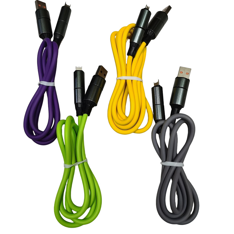 240w silicona cuatro en uno cable de datos girasol dos cargas rápidas para cargar teléfonos móviles de Apple Huawei typec