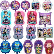 新款猎魔女团RUMI造型气球MIMA异形铝膜气球双面圆球生日装饰气球