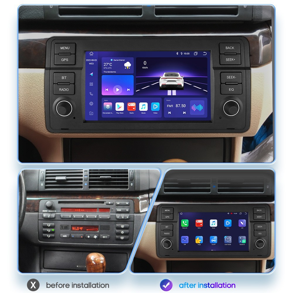 Suitable for BMW E46, Android 10.0, with physical buttons, 7-inch navigation car GPS backup camera integrated system