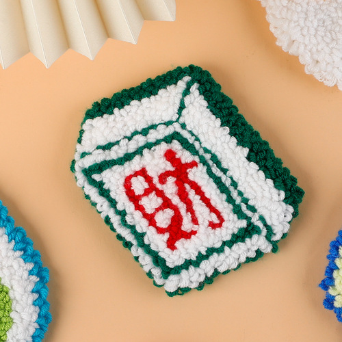 Cross-border cartoon poke embroidery coasters children's creative handmade diy material package novice cross stitch poke embroidery set