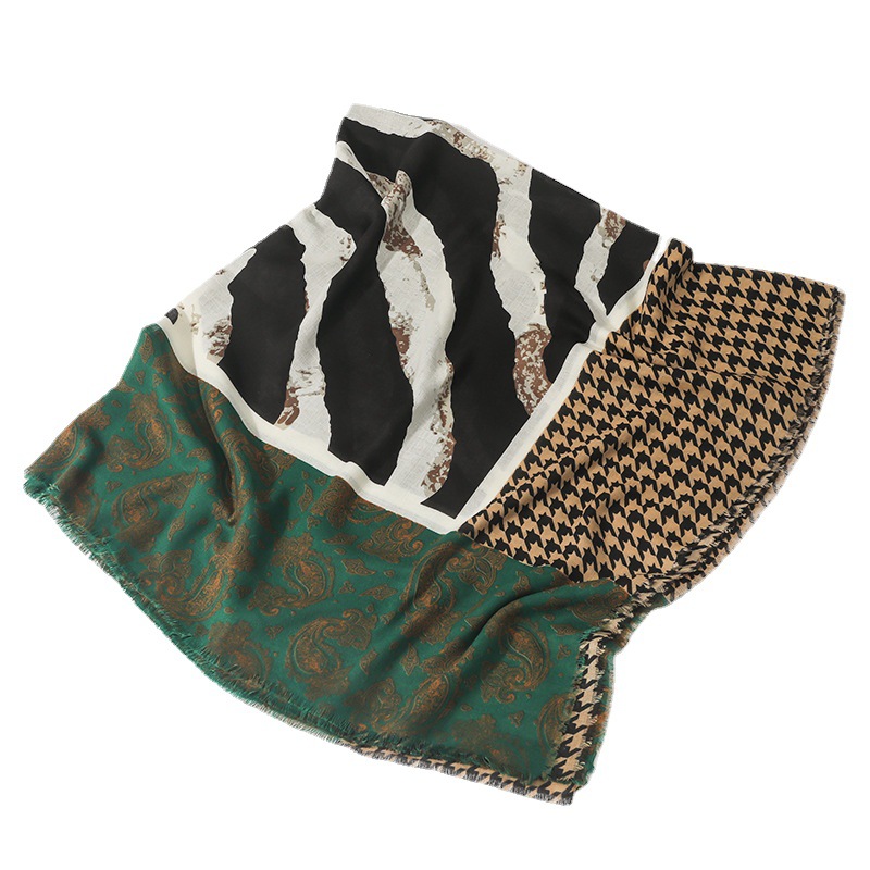 2023 moda europea y americana 135cm toalla cuadrada viaje protector solar playa toalla vintage costura borde deshilachado exterior desgaste decorativo chal