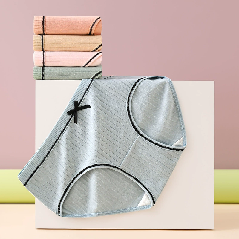 Японское женское нижнее белье, женские сексуальные милые дышащие трусы со средней талией и резьбой для студентов с бантом