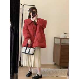 新年外套韩版娃娃领冬季棉服甜美红色圣诞款年款小个子穿搭其他