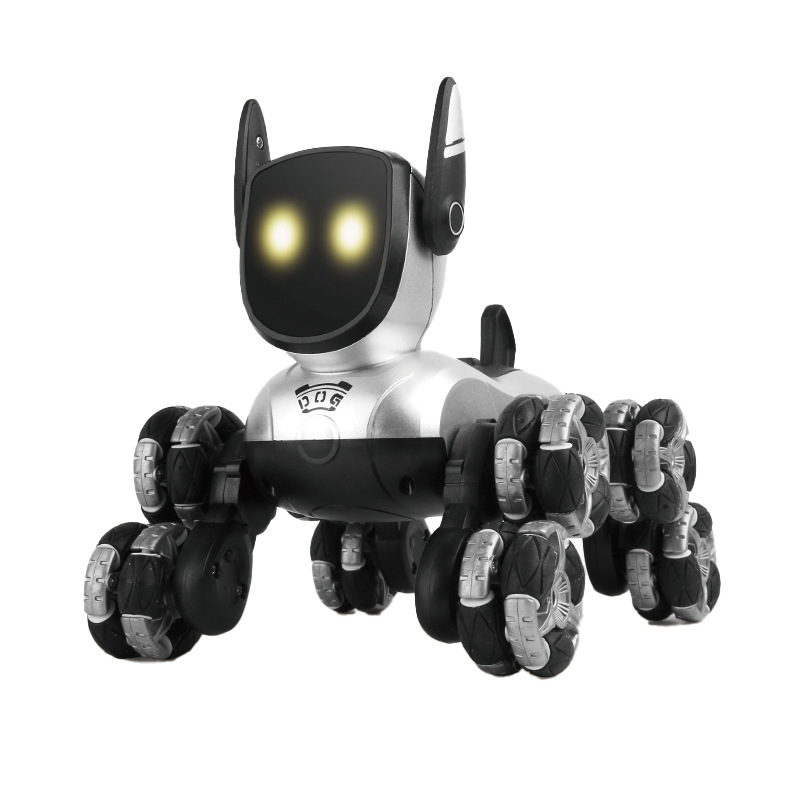 Gestos eléctricos robot perro coche de control remoto acrobacias mecánicas de ocho ruedas robot perro inteligente voz brazo oscilante escalada juguete perro