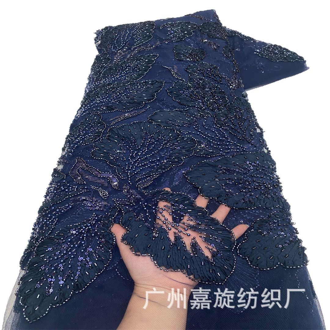 Plástico de hilo de red, proceso de flor, laminado, bordado de cuentas, tela de flor grande, vestido de posición de flor grande, encaje de flor, encaje, lace fabric