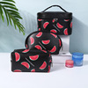 Polyurethane waterproof cosmetic bag, storage system for traveling, black set, simple and elegant design
