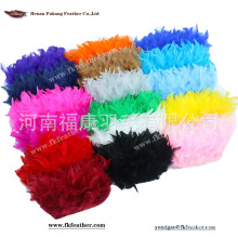 厂家销售彩色火片羽毛布边羽毛裙边辅料美国火鸡毛花边火片布带