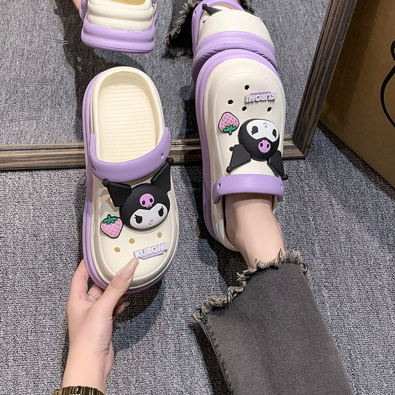 Девочка-допамин-пещерная обувь летняя сеть Red ins милый мультфильм два в студенческих шлепанцах