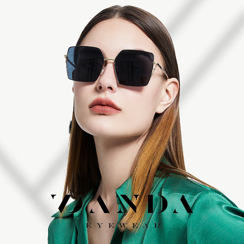 Nueva moda gafas de sol metal cara redonda marco grande gafas de sol LS324 Internet celebridad transmisión en vivo polígono polarizado gafas