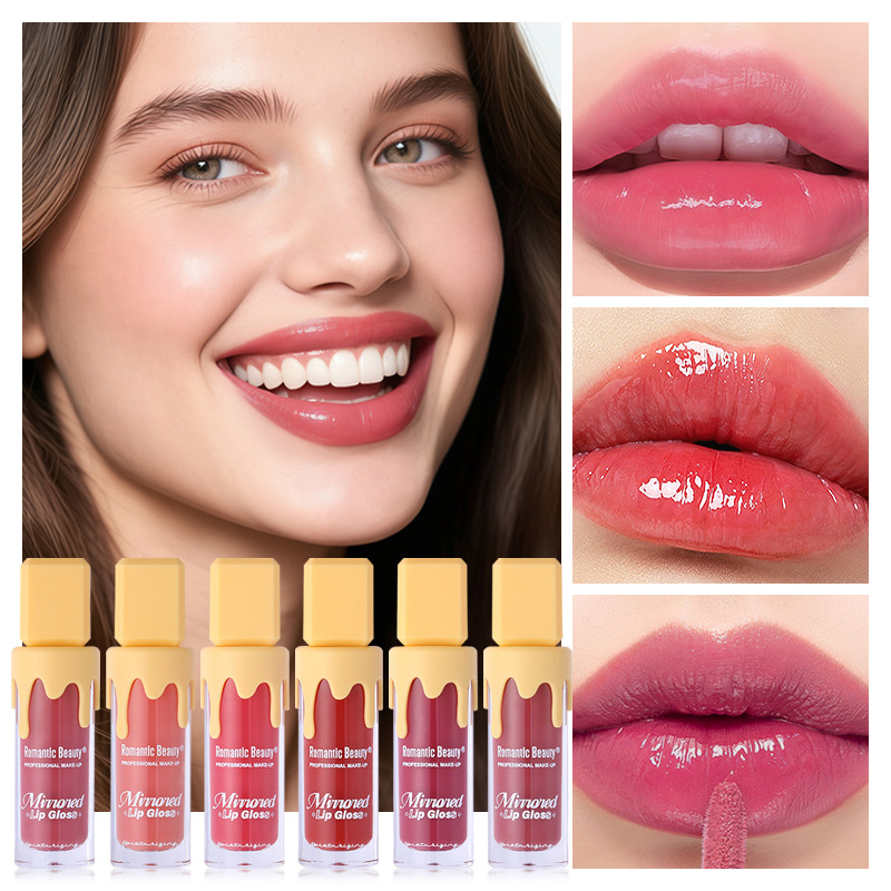 Esmalte labial espejo transfronterizo es fácil de colorear, esmalte labial de agua, esmalte labial líquido, esmalte labial de color perlado, mujer