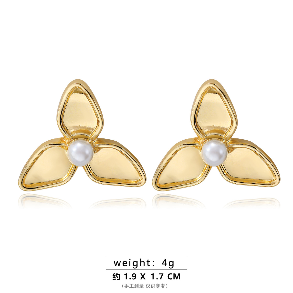 진주 삼생 꽃 귀걸이