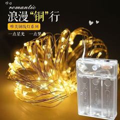 创意LED电池盒灯串合金灯线波波球铜线灯圣诞节室内装饰氛围彩灯