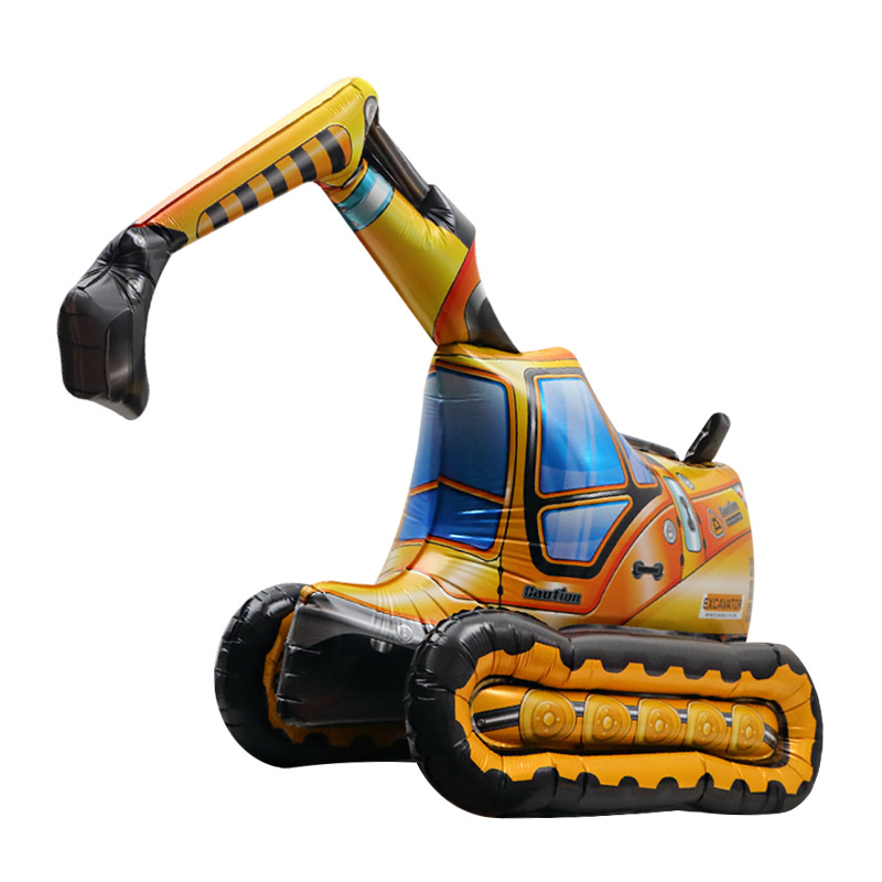 Fiesta de cumpleaños del niño globo tridimensional forma de coche de dibujos animados película de aluminio globo excavadora avión nave militar vehículo tanque