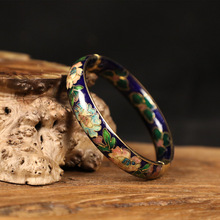 北京景泰蓝铜胎掐丝珐琅手镯库存老货开口扁珐琅彩纯手工制作