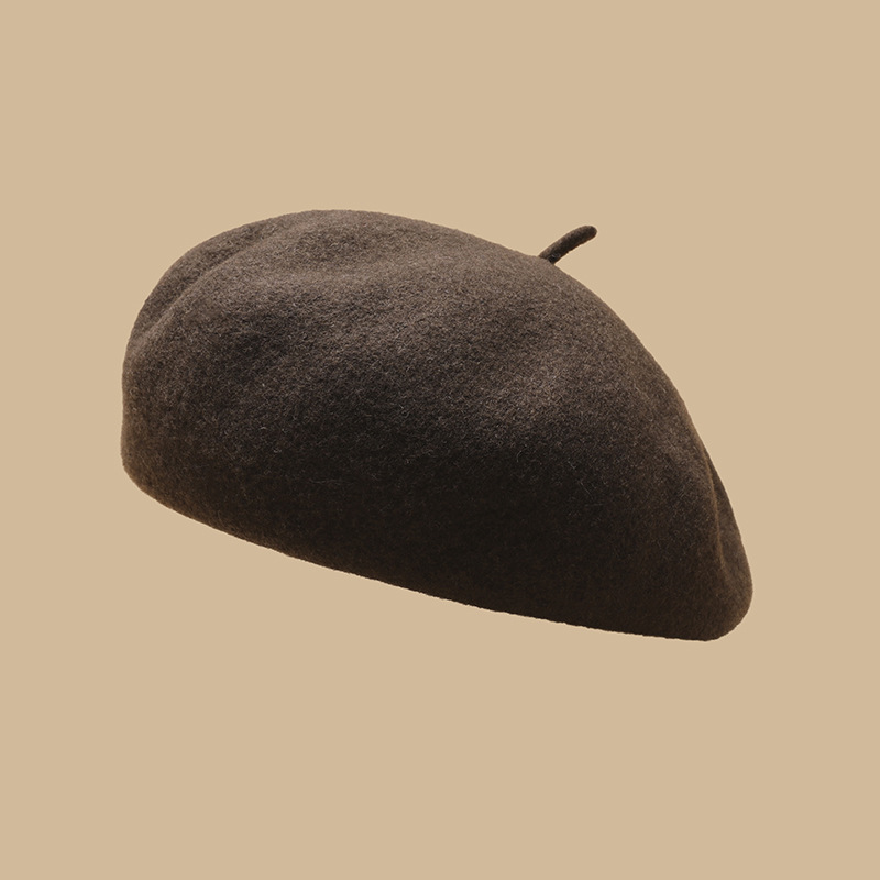 Unisex Beret Hat Lady Autumn-Winter vintage large diameter wool painter hat matching face small paper boy hat_voghion.com