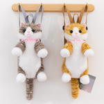 呆萌仿真猫咪背包毛绒玩具儿童生日礼物条纹猫玩偶家居挂饰批发