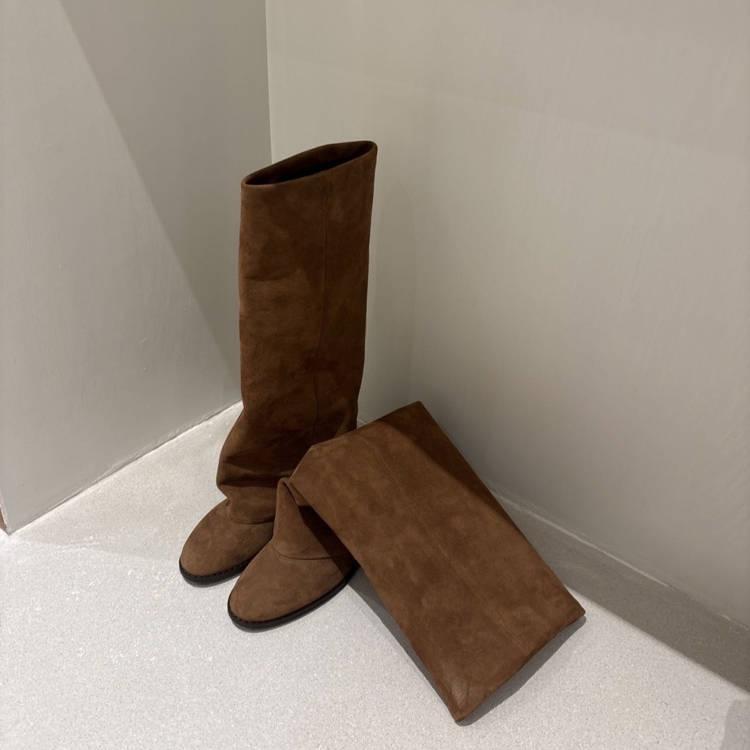 plush Women's Boots, Chunky Heel High Boots, Round Toe Low Heel Western Cowboy Boots 2025 Fall/Winter New Arrivals_voghion.com