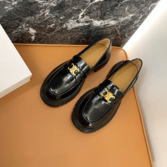 葡萄媽Studiolee 復古加絨厚底粗跟休閒英倫風真皮樂福單鞋女秋冬