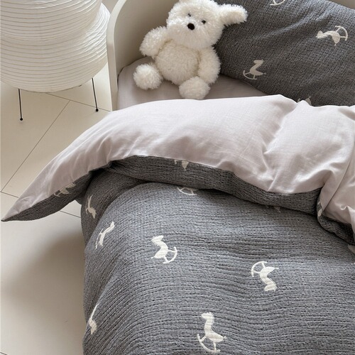 Soft and cute three-layer gauze pure cotton bed set of three or four pieces of cotton sheets jacquard student dormitory bedding