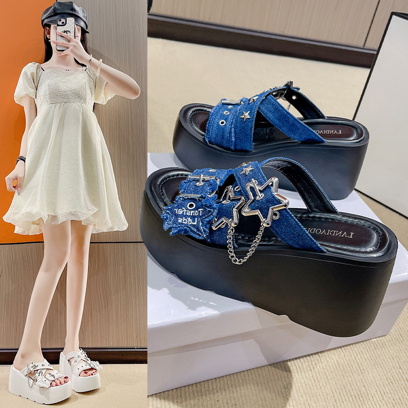 Subculture Platform Shoes Women's Millennium Spice Y2K Metallic Bone Lolita Diablo Gothic Punk Slippers