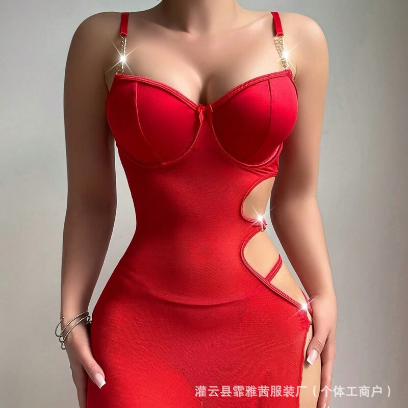2026 New Cross-Border European and American Style Sexy Backless Body-Shaping Set, Cross-Border Dropshipping Waist-Cinching Slim-Fit Nightgown with Mesh
