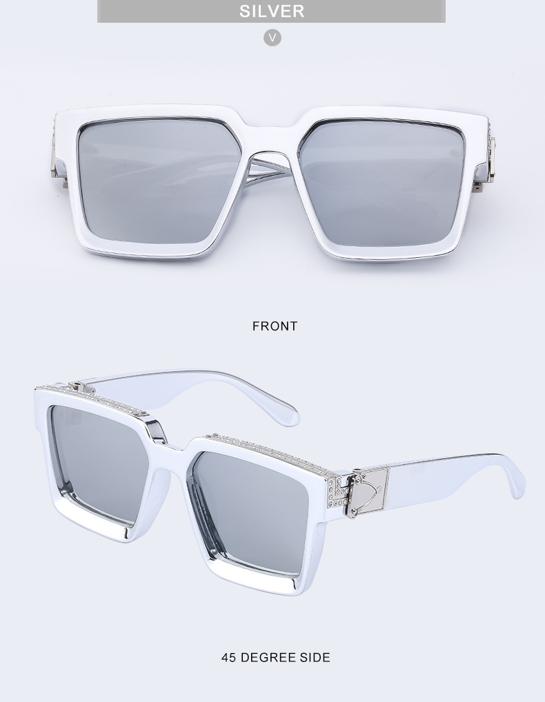 Fashion Diamond Big Square Frame Sunglasses Wholesale Nihaojewelry display picture 4