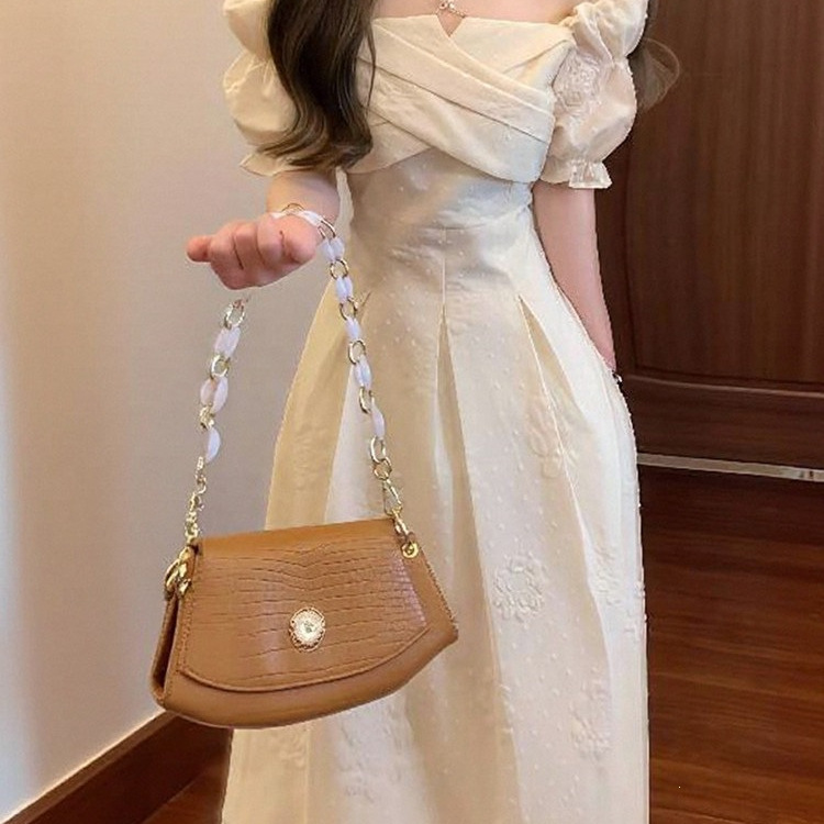 2026 Early Summer Outfit: Beautiful Waist-Cinching Dress with Puff Sleeves, Off-Shoulder Dress for Women, Waist-Cinching Slimming Long Dress
