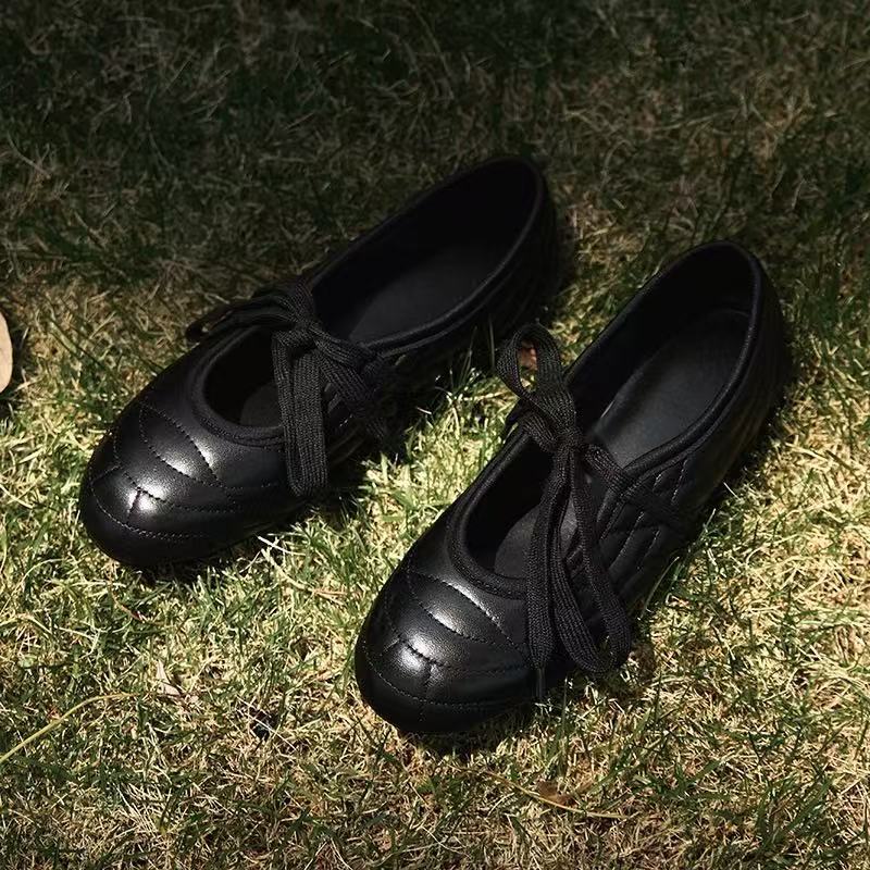 New Ultra-Soft Niche French Retro Style~ Silver Ballet Shoes Mary Jane Shoes Flat Shoes Women's Small Leather Shoes Versatile~