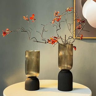 Minimalist frosted champagne glass vase designer recommended soft decorations straight tube floral ornaments dining table living room