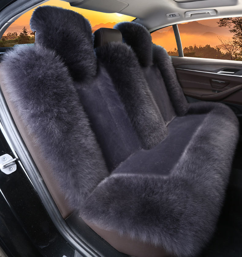 Winter wool car seat cushion plush seat cover pure wool long hair winter wool pad warm thickened car mat popular online