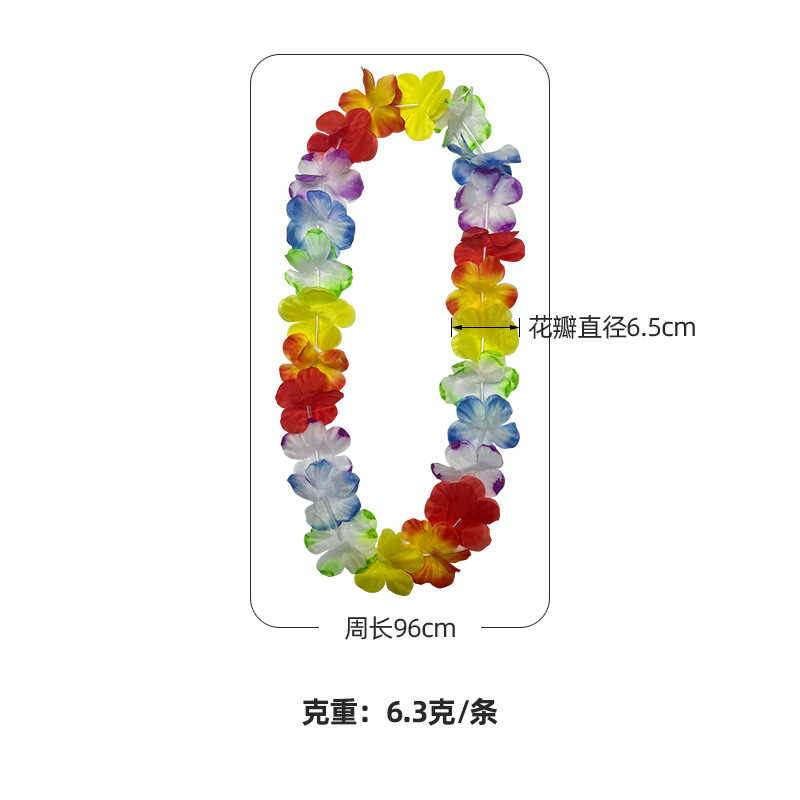 24 pares de guirnaldas de tela de poliéster hawaiana de color guirnalda multicolor de color de 6,5 cm de largo de 96 cm de diámetro